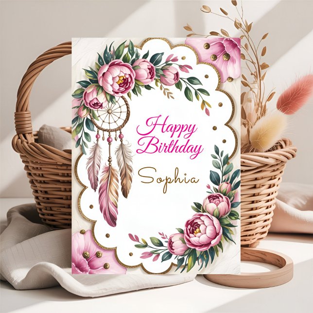 Boho Dröm Födelsedagsgratulationer Kort (Skapare uppladdad)