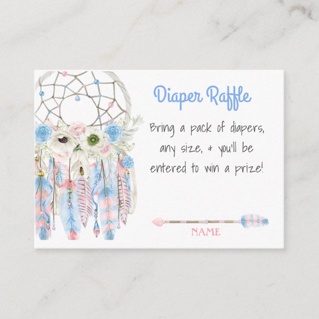 Boho Drömfångare Baby Shower Blöja Lotteri Tilläggskort (Framsida)