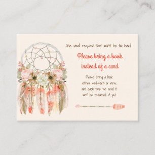 Boho Drömfångare Bebis Shower Bok Begäran Peach Tilläggskort