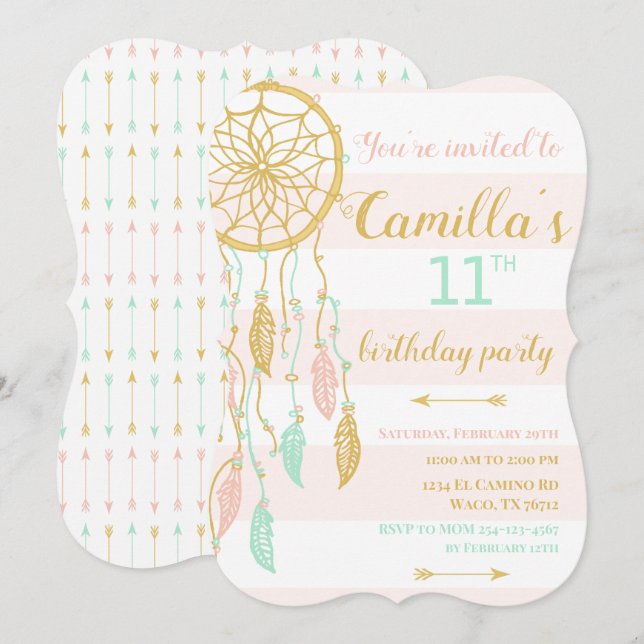 Boho Drömfångare Inbjudan (Fram/baksida)
