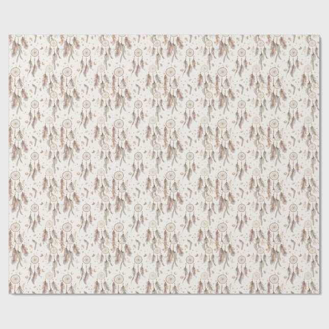 Boho Drömfångare Inpackningspapper Eterisk Fjäder Presentpapper (Platt)