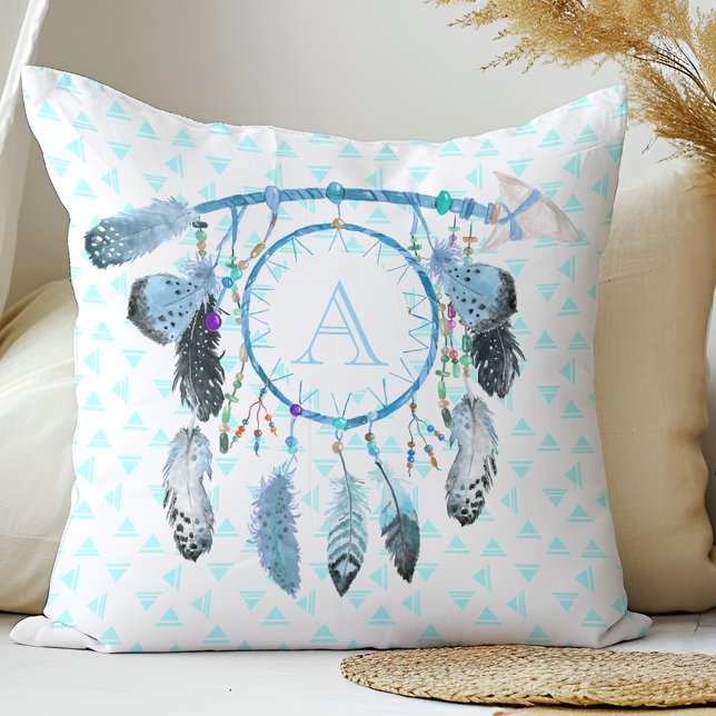 Boho Drömfångare Tribal Monogram Kudde (Skapare uppladdad)
