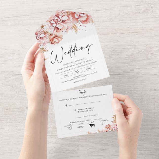  Boho Dry-Blommigt allt i en bröllopsinbjudan (Tearaway)