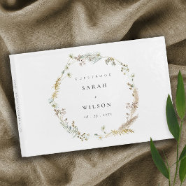 Boho Dry Handflatan Pampas Grass Blommigt Utandnin Gästböcker