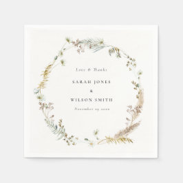 Boho Dry Handflatan Pampas Grass Blommigt Utandnin Pappersservett