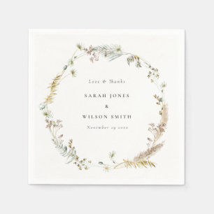 Boho Dry Handflatan Pampas Grass Blommigt Utandnin Pappersservett