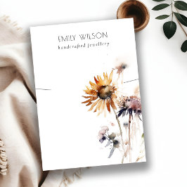 Boho Dry WildblomWatercolor Necklace Visning Visitkort