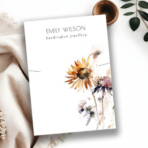Boho Dry WildblomWatercolor Necklace Visning Visitkort