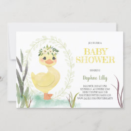 ​ Boho Duckling Baby Shower Sage Gult Inbjudningar