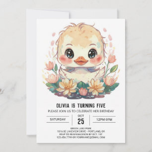 Boho Duckling Birthday Inbjudningar