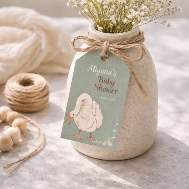 Boho Dumma Gås Personlig Bebisdusch Presentetikett (Skapare uppladdad)
