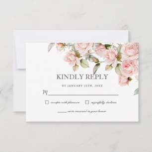 Boho Dusty Blek Rosa ros Blommigt Greenery Bröllop OSA Kort