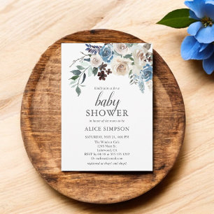 Boho Dusty Blue Baby Shower-inbjudan Inbjudningar