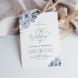 boho dusty Blue blommigt bröllop Inbjudningar