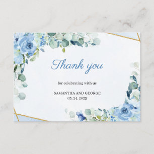 Boho Dusty Blue Blommigt Guld Geometric Tack Tilläggskort