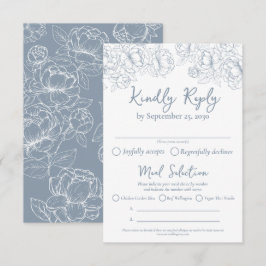 Boho Dusty Blue Blommigt Modern Bröllop-måltider OSA Kort