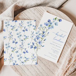 Boho Dusty Blue Blommigt Möhippa Luncheon Inbjudningar