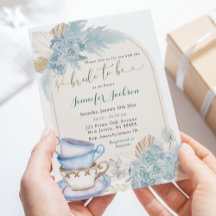 Boho Dusty Blue Blommigt Möhippa Tea Party