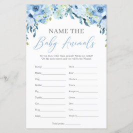Boho Dusty Blue Blommigt Namn Baby djur