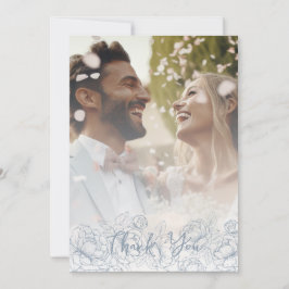 Boho Dusty Blue Botanical Elegant Photo Tack Kort