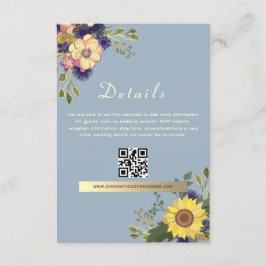 Boho Dusty Blue Bröllopsdetaljer QR-kod Tilläggskort