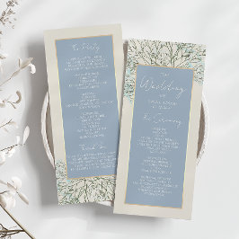 Boho Dusty Blue Bröllopsprogram Program