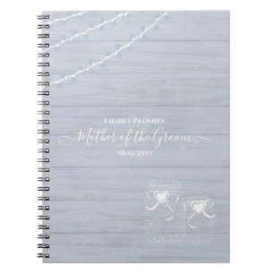 BOHO Dusty Blue Driftwood Mason Burk Bröllop Anteckningsbok