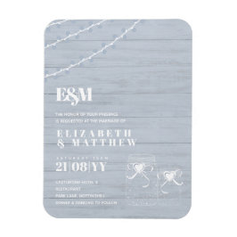 BOHO Dusty Blue Driftwood Mason Burk Bröllop Magnet