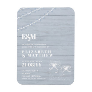 BOHO Dusty Blue Driftwood Mason Burk Bröllop Magnet