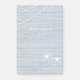 BOHO Dusty Blue Driftwood Mason Burk Bröllop Post-it Block