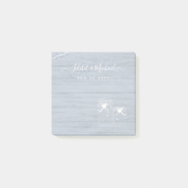 BOHO Dusty Blue Driftwood Mason Burk Bröllop Post-it Block