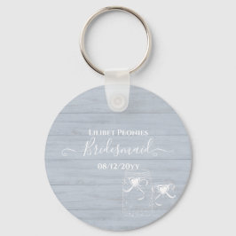 BOHO Dusty Blue Driftwood Murade Glas Bröllop Nyckelring