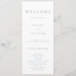 Boho Dusty Blue Elegant 1 Minimalist Bröllop Program