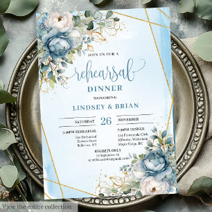 Boho Dusty Blue Eucalyptus Greenery Rehearsal Inbjudningar