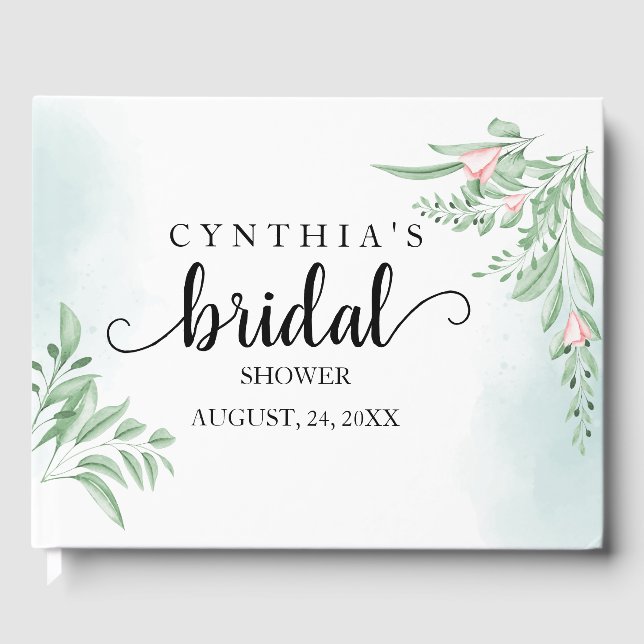 Boho Dusty Blue Eucalyptus Möhippa Gästböcker (Framsida)