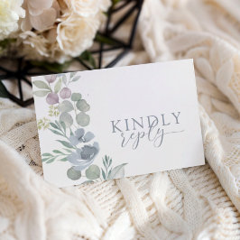 Boho Dusty Blue Floral RSVP Wedding  OSA Kort