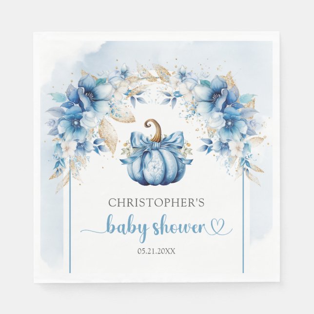 Boho dusty Blue och guld pumpor arch Pappersservett (Framsidan)