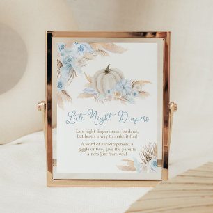 Boho Dusty Blue Pumpkin Late Nght Diaper Poster