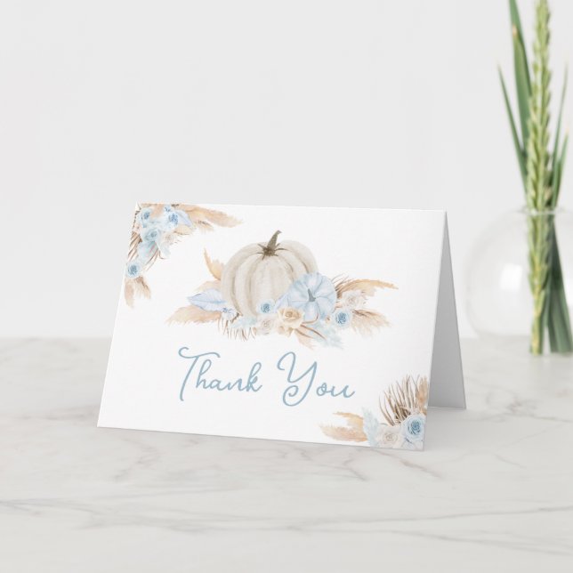 Boho Dusty Blue Pumpkin Tack Kort (Framsida)