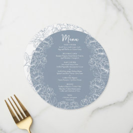 Boho Dusty Blue Romantic Botaniska rundan Bröllop Meny