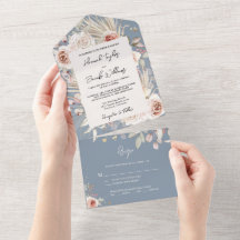 Boho Dusty Blue Rustic Blommigt med OSA Bröllop