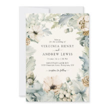 Boho Dusty Blue Wedding-inbjudan