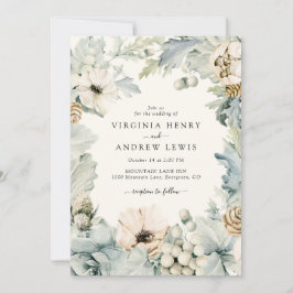 Boho Dusty Blue Wedding-inbjudan Inbjudningar