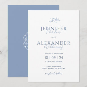 Boho Dusty Blue Wedding-inbjudan Inbjudningar
