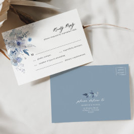 Boho Dusty Blue Wildblomma Bröllop OSA Card Kort