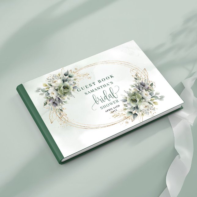 Boho Dusty Green Eucalyptus Bröllopsfest Gäst  Gästböcker (Boho Dusty Green Eucalyptus Bridal Shower Guest Book)