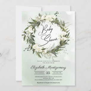 Boho Dusty Greenery Olive Wandeans Vit ros Inbjudningar