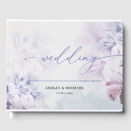 Boho dusty lila blue mauve vår blommigt bröllop gästböcker