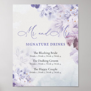 Boho dusty lila lilac blue rosa namnteckning dryck poster