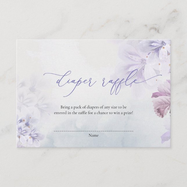 Boho Dusty lila vår blommor diaper raffle Tilläggskort (Framsida)